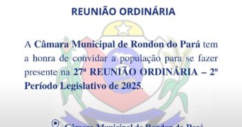 CONVITE – 27ª REUNIÃO ORDINÁRIA, 27/10/2025